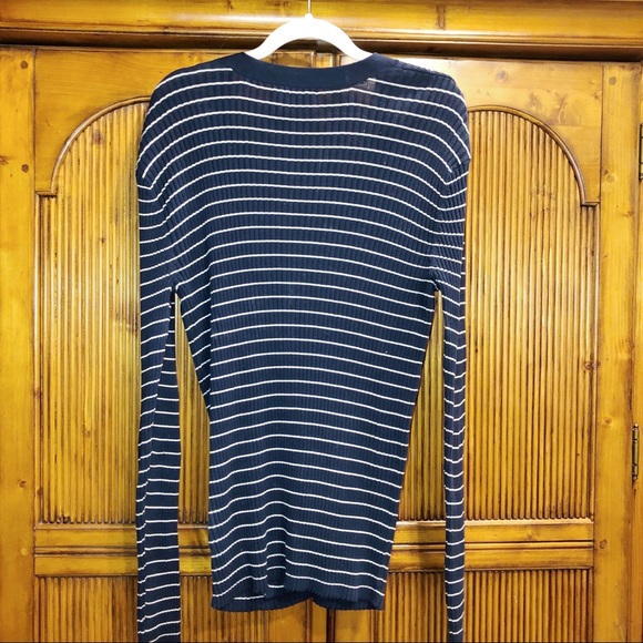 Lauren navy and white striped cardigan sz XL - Picture 2 of 4